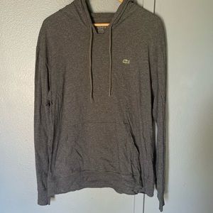Mens Grey Lacoste Light Weight Hoodie